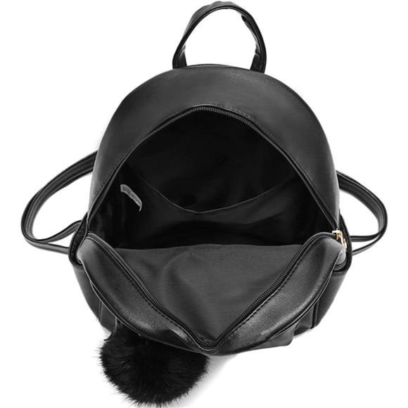 PINK Mini Backpack Purse for Girls Teens Women Purses PU Leather Pom Backpack - Picture 5 of 5